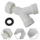 thumbnail image 5 of Y Splitter Joint Adapter Overflow Pipe Dishwasher Washing Machine Double Inlet Drain Pipe Sink Junction 6 Point Tee Joint Gasket, 5 of 5