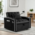 thumbnail image 3 of 3-in-1 Convertible Sleeper Chair Bed,Folding Sofa Bed with USB and Phone Stand,Single Recliner with Adjustable Backrest for Bedroom Apartment,Black, 3 of 10