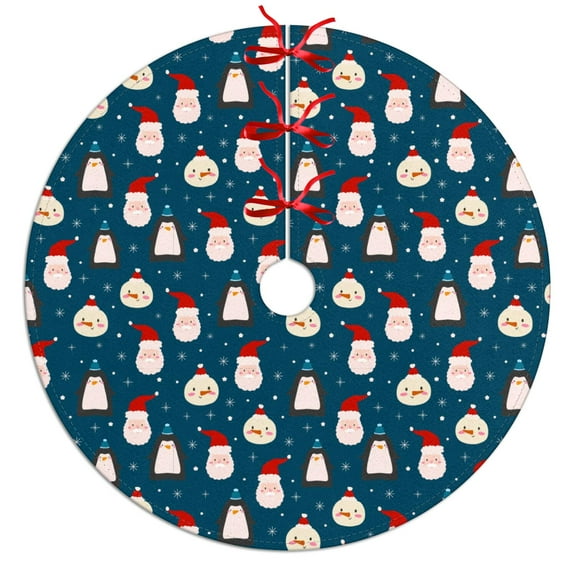 30 Inch Christmas Tree Skirt – Velvet Plush Tree Mat, Soft Thickened Polyester with Red Ties, Single-Sided Printing, Available in 30in/36in/48in, Perfect for Holiday Xmas Tree Decoration