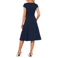 thumbnail image 3 of INSPIRE CHIC A-Line Dress for Women Boat Neck Cap Sleeve Pleated Vintage Cocktail Party Midi Dresses XS Navy, 3 of 6