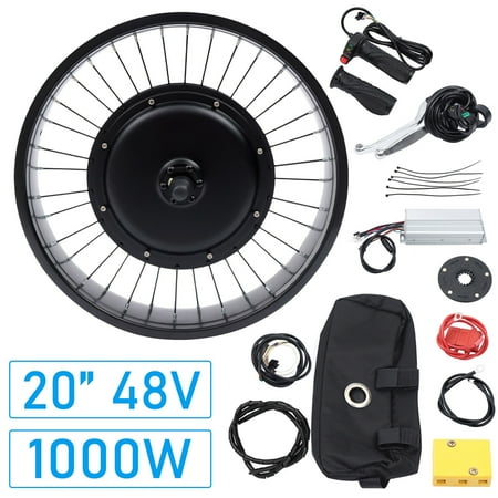 20" Electric E-Bike Front Wheel Motor Bicycle Conversion Kit Fat Tire 48V 1000W for snow bikes, electric bikes