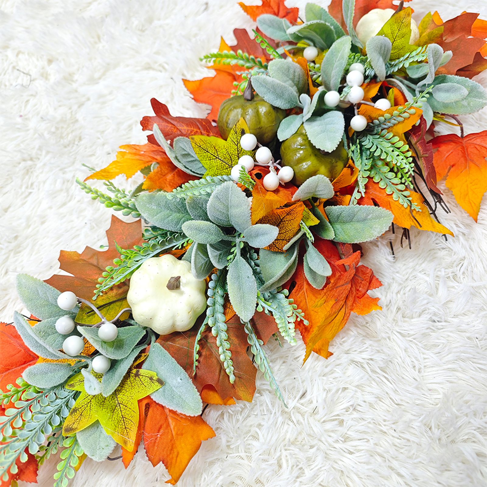Myecovie 25.6 Inch Fall Harvest Wreath with Maple Leaves photo 8