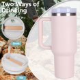 thumbnail image 2 of Eling Home 40 Oz Tumblers with Lids and Straws, 304 Vacuum Insulated Stainless Steel Tumbler, Travel Mug, Water Cup with Handle, Reusable Vacuum Quencher, Pink, 2 of 7