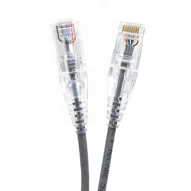 Micro Connectors E08-010-SLIM5 10 Pieds Ultra Mince 28AWG Cat6 UTP RJ45 Patch Cables&44; Gris - Pack de 5