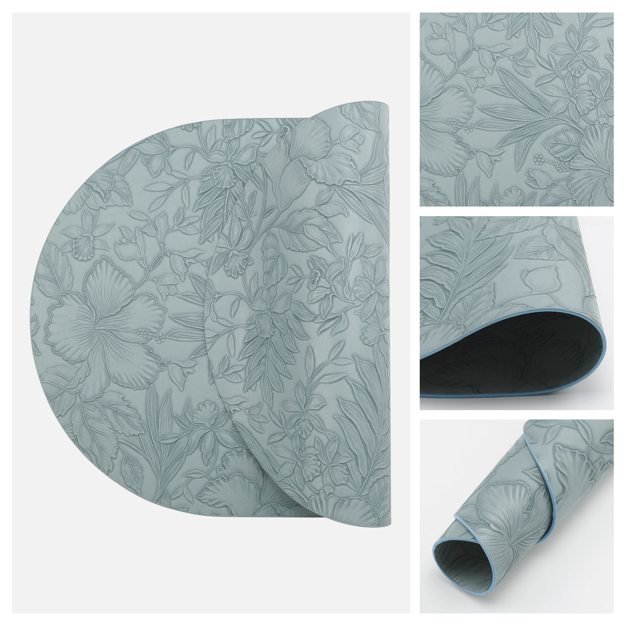 Placemats Set of 6 Leather Placemats for Kitchen Dining Table Decor Waterproof Heat Resistant Table Placemats Blue 17.7*11.8inch