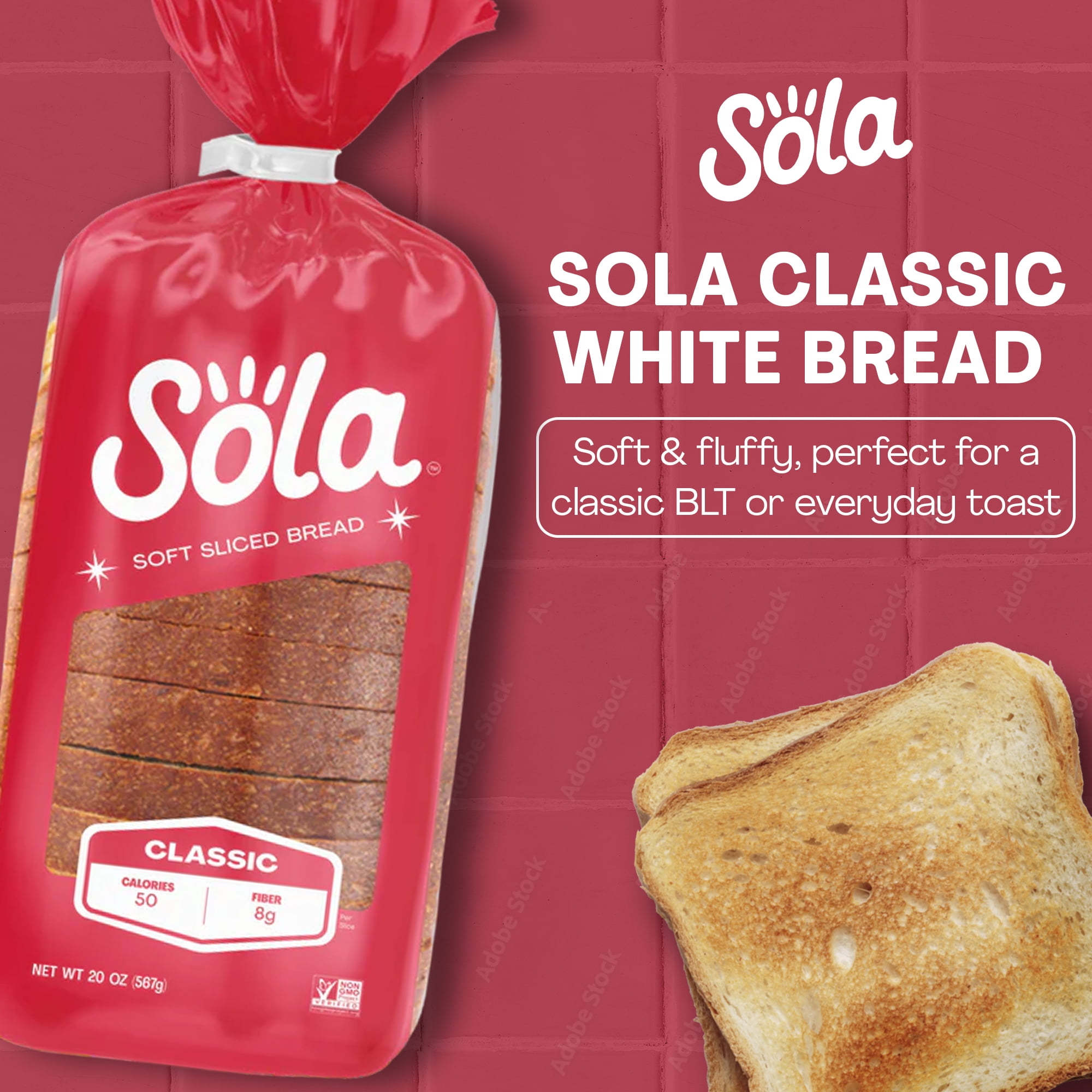 Sola Classic White Bread, Soft Sliced Bread, Non-GMO, 20 oz