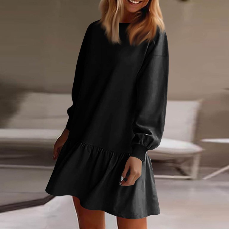 open lace back dress Amazon.com: Womens Oversized Sweatshirt Dress Patchwork Ruffle Hem Flowy  Sweatshirts Long Sleeve Crewneck Pullover Tops DressBlackSmall : Sports  & Outdoors