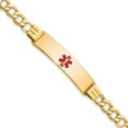 thumbnail image 1 of 14K Yellow Gold Semi-Solid Medical Red Enamel Curb Link Id Bracelet (7 X 10.5) Made In United States xm579cr-7, 1 of 5