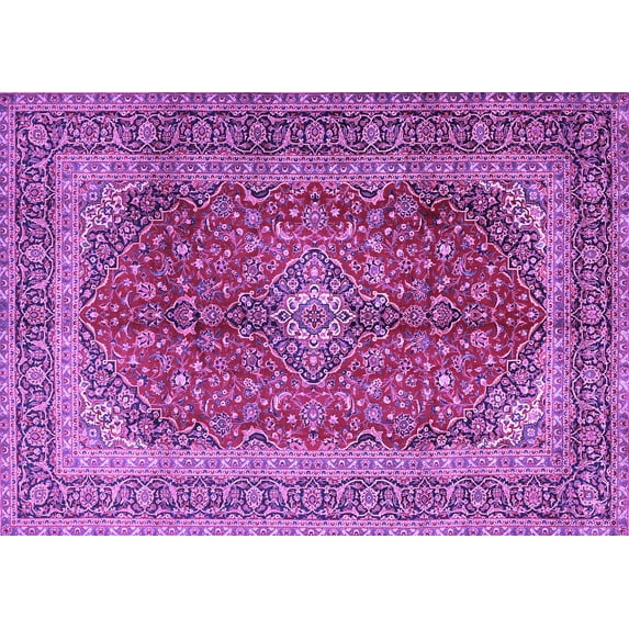 Ahgly Company Indoor Rectangle Medallion Purple Traditional Area Rugs, 7' x 10'