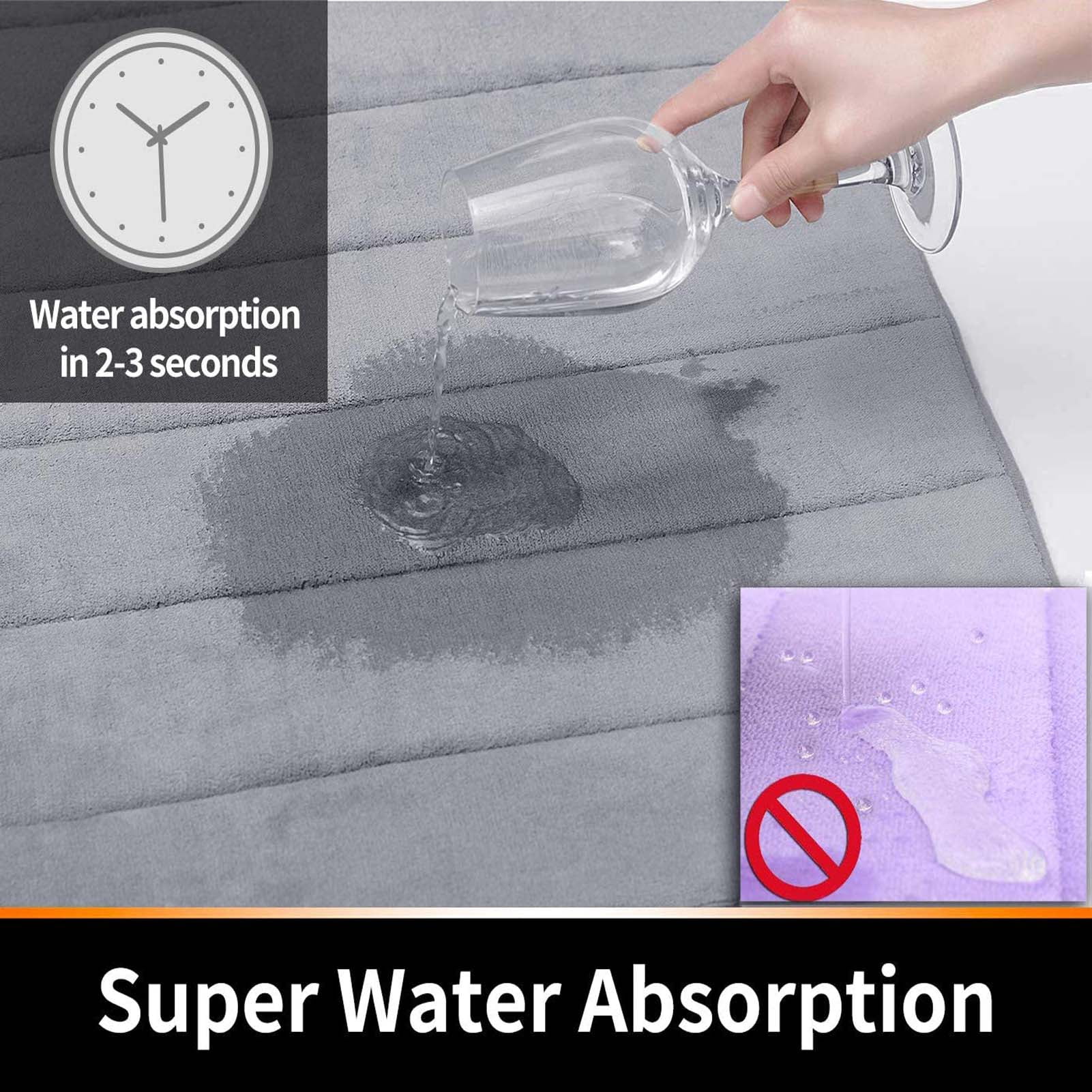 AQwzh Memory Foam Soft and Comfortable/Super Water Absorption/Non-Slip Easier to Dry Bath Rug, Gray, 31.5" x 19.8"