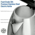 thumbnail image 4 of CACHOO Electric Tea Kettle, Water Boiler & Heater, 1.8 Liter, 1200 Watts Water Kettle for Fast Boiling, Auto-Shutoff and Boil-Dry Protection, 304 Stainless Steel, 4 of 8