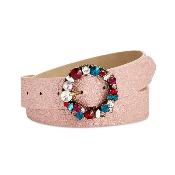 Steve Madden Imitation Pearl & Rhinestone Metallic Belt (Blush Multi, Large)