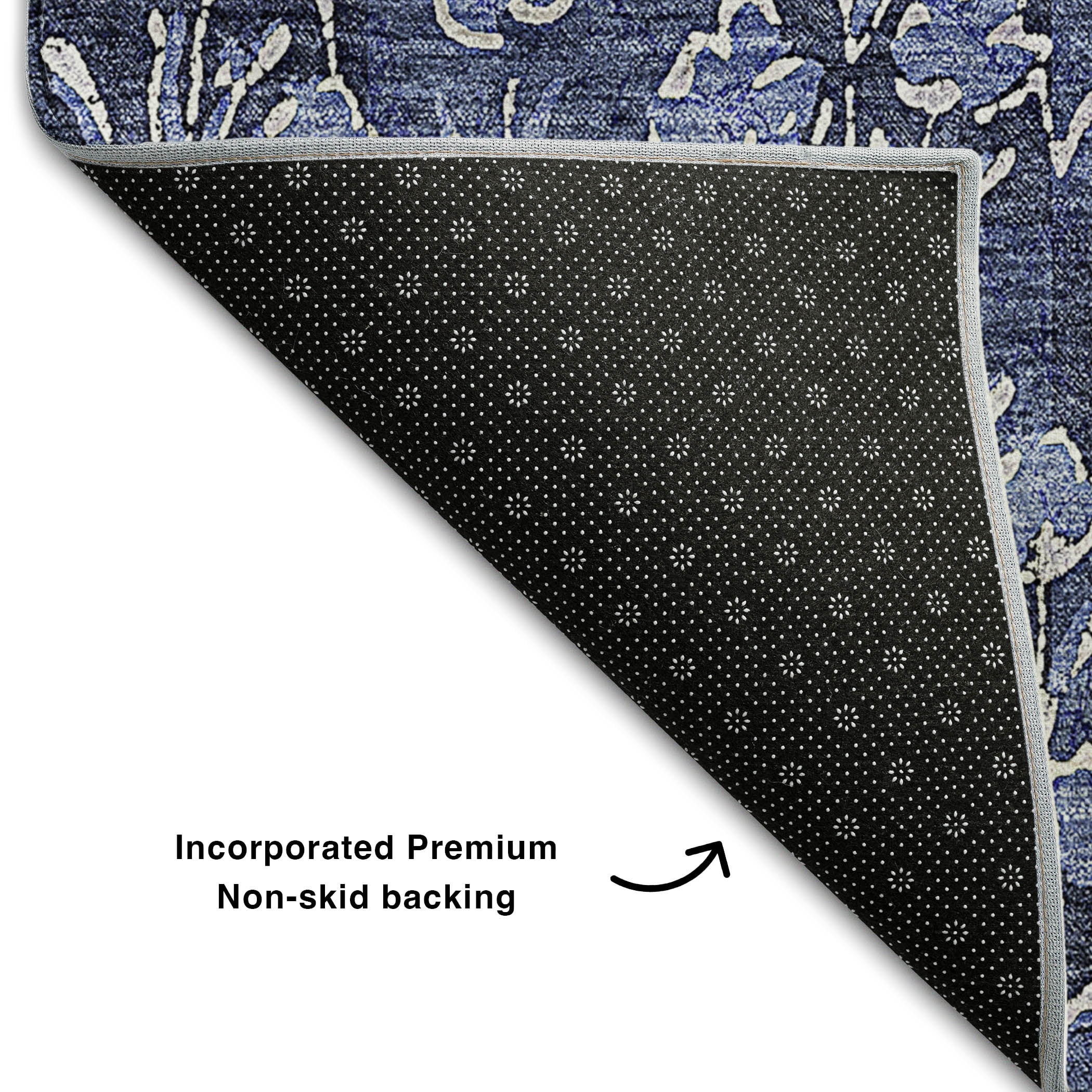 Addison Rugs Mayfield Washable Transitional Floral Navy Rectangle Rug, 3' x 5'