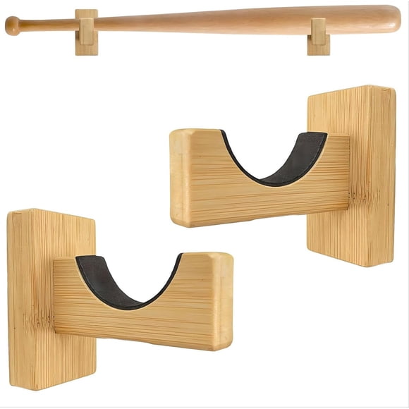 2-piece wall-mounted baseball bat stand - Horizontal display, space-saving - Wall holder for softball bats - Ball storage rack - 12*9*4.5 CM - Suitable for sports enthusiasts to display bats -