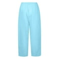 thumbnail image 4 of Cathalem Women's Wide Leg Casual Loose Pants Comfy High Waisted Lounge Flowy Pants with Pockets Womens Casual Pants High Waisted(Blue,XXXL), 4 of 4