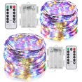 thumbnail image 1 of 33 ft 2 Pack 100 LED Silver Wire Fairy String Lights, Battery Operated String Lights | Waterproof & Ideal for Outdoor and Indoor LED, Multicolor, 1 of 11