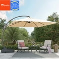 thumbnail image 4 of GRANDPATIO x Sunbrella 10 ft Patio Umbrella Deluxe Napoli Curvy Aluminium Offset Umbrella (Canvas Flax, Square), 4 of 9