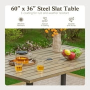 Sophia & William 7-Piece Outdoor Patio Dining Set Teak-grain Table and Chairs Metal Furniture Set