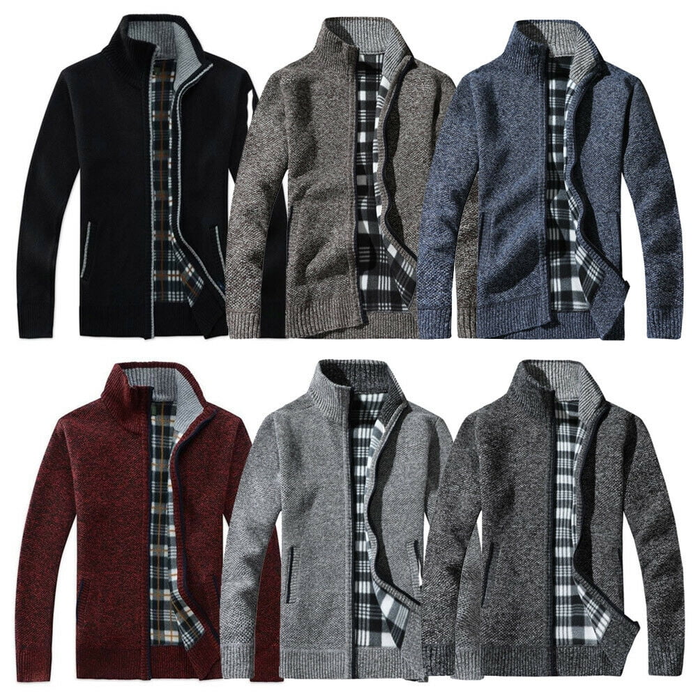 mens lined knitted cardigan