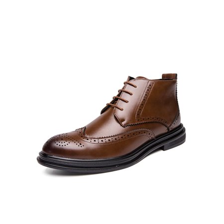 

Kesitin Men Breathable Wing Tip Brogue Shoes Business Casual Ankle Booties Dress Boots Brown 6.5