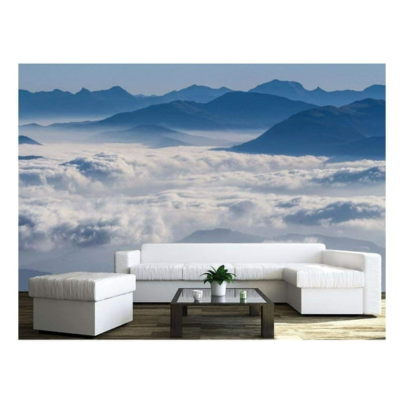 wall26 - The Sea of Cloud and Mountains - Removable Wall Mural | Self-Adhesive Large Wallpaper - 100x144 inches