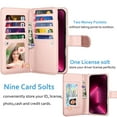 thumbnail image 2 of Wallet Case for iPhone 16 Pro Max Wallet Case 6.9" 5G (2024), [9 Card Slots] Luxury PU Leather Credit Holder Carrying Folio Flip [Detachable] Kickstand Magnetic Phone Cover & Lanyard [Rose Gold], 2 of 5