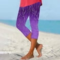 thumbnail image 2 of Womens Summer High Waisted Printing Capris Matching Slim Fitting Yoga Gym Pants, 2 of 8