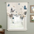 thumbnail image 2 of Blue Floral Balloon Curtains for Windows, Bedroom Curtains 54 Inch Length, Spring Watercolor Flowers Butterflies Beige Tie Up Curtains Panels Thermal Insulated Bathroom Curtains Window 42"x54", 2 of 8