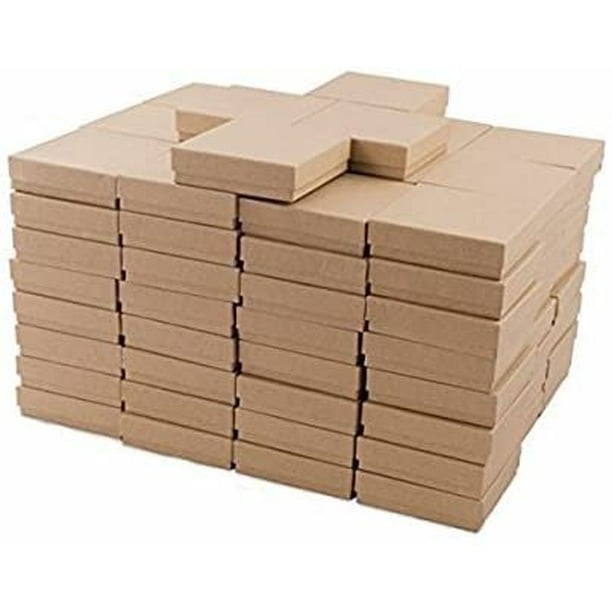 888 Display Pack Of 50 Boxes Of 3 1 2 X 3 1 2 X 1 Kraft Brown Matte Finish Cotton Filled Jewelry Boxes Walmart Com Walmart Com