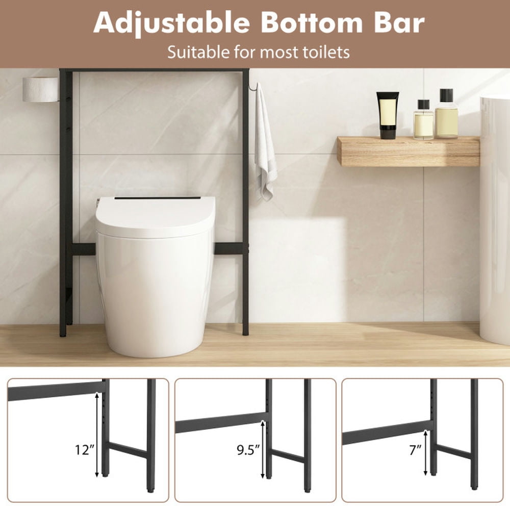 Finihen Toilet Storage Cabinet, Storage Shelf, Over The Toilet Storage Cabinet with 2 Doors and Adjustable Shelf, for Bathroom, White