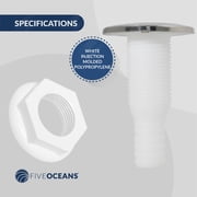 Five Oceans White Nylon/Stainless Steel Thru-Hulls with stud for hose, 3/4 inches FO2558