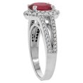 thumbnail image 3 of 14K White Gold Enhanced Ruby Halo Ring Oval 8x6 mm with Diamond Accents, size 9, 3 of 4