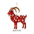 thumbnail image 3 of Edgtyos Christmas Red Goats Ornament, 3.2"x3.2" 2D Acrylic with Gold Cord Goats Hanging Sign Car Rear View Mirror Accessories, Xmas Gift for Family, 3 of 6