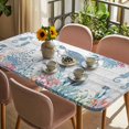 thumbnail image 3 of Coastal Turtle Table Cloths for 4 Foot Rectangle Tables, Beach Nautical Ocean Coral Seahorse Vintage Patio Waterproof Elastic Fitted Tablecloths, Washable Rectangular Table Cover for Camping, 3 of 8