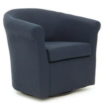 Fox Hill Trading Marlee 19"H Polyester Fabric Swivel Club Chair in Dark Blue