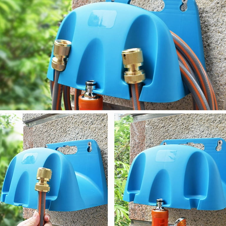 Outdoor Wall Mounted Garden Hose Holder Pipe Cable Hanger Water Hose Tidy Bracket Fence Stand Organizer, Men's, Size: 16x16x25cm, Blue