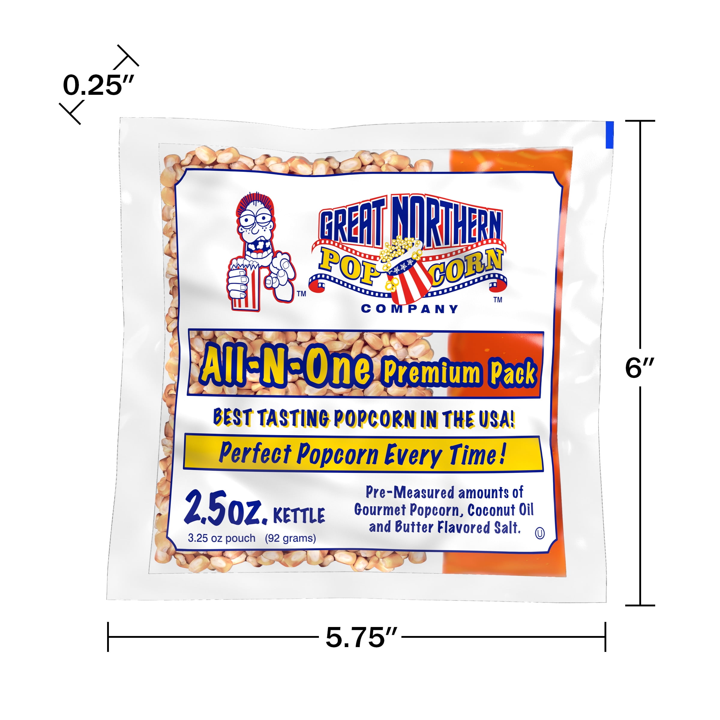 2.5oz Popcorn Packs Â– Pre-Measured, Movie Theater Style, All-in-One  Kernel, Salt, Oil Packets for Popcorn Machines by Great Northern Popcorn  (40 Case) 