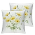 thumbnail image 2 of Acheng Fancy Green Yellow California Poppy Watercolor Painting Hidden Zipper Home Sofa Decorative Throw Pillow Cover Cushion Case Square Design Printed Pillowcase,2 pcs White, 2 of 6