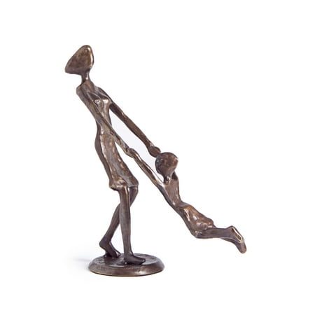 Child Sculpture - Danya B. Mother Playing and Swinging Child Cast Bronze Sculpture Figurine