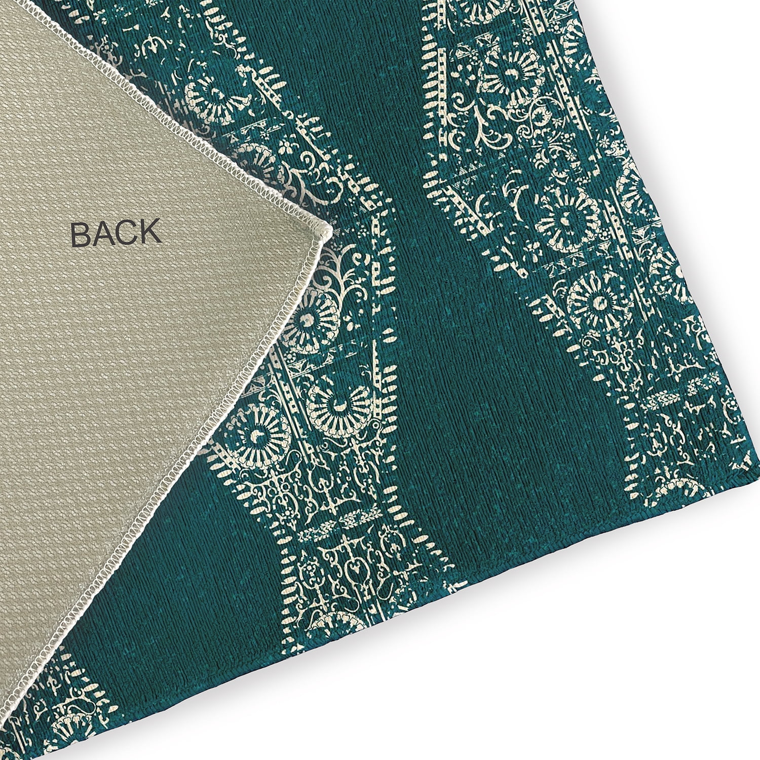 Simply Daisy 5' x 7' Teal Pyramid Stripe Chenille Indoor/Outdoor Rug