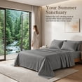 thumbnail image 5 of WVG Bamboo Sheet Set, Cooling Bed Sheets, Deep Pocket Fitted Sheet with Pillowcases, Soft Breathable Bedding Set, Embossed Stripe Design, 5 of 9