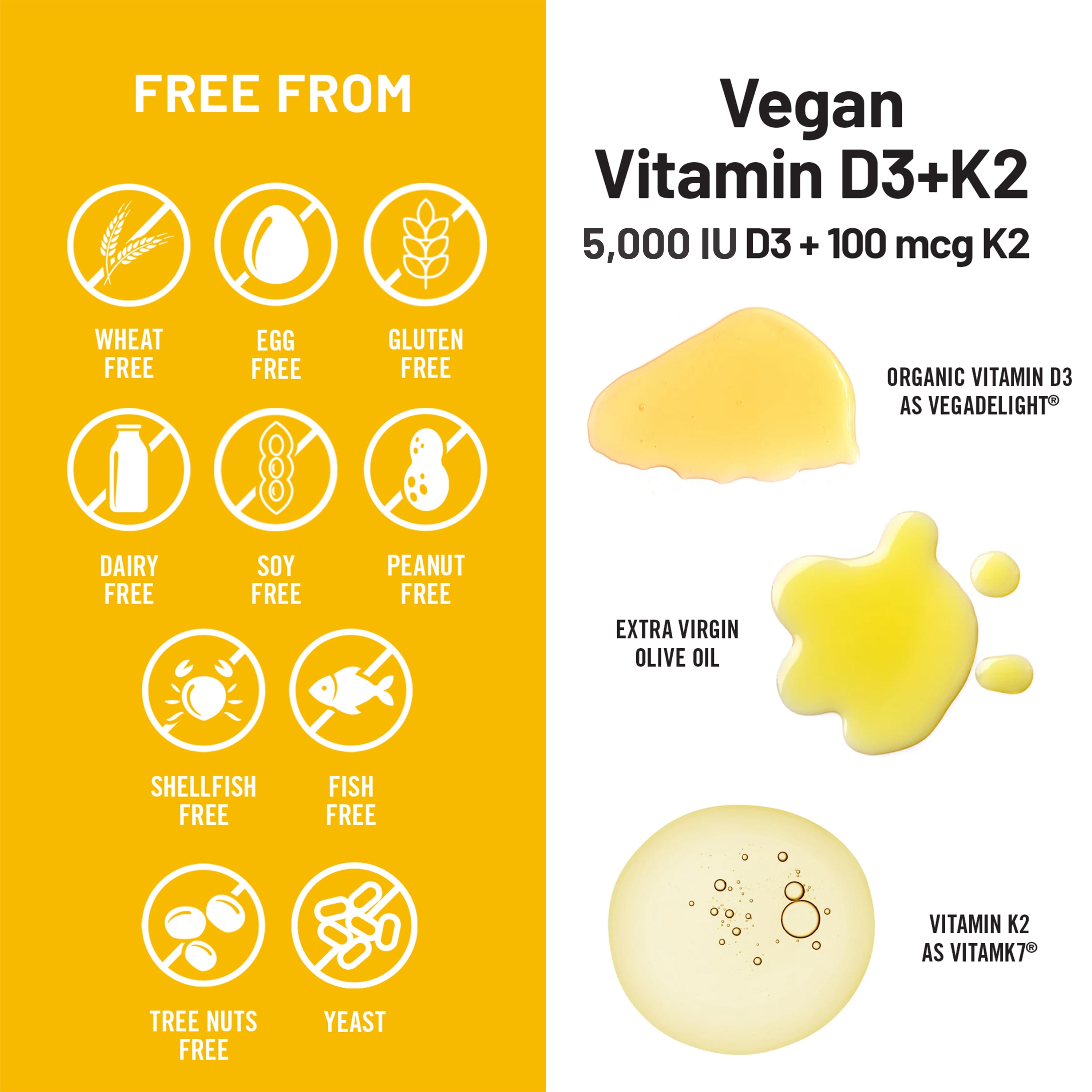NatureWise Vegan Vitamin D3 5000IU + K2 Organic Olive Oil - 60 Softgels[60-Day Supply]
