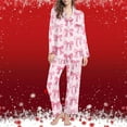 thumbnail image 2 of successthop Bow Pajamas Womens Long Sleeve Lapel Button Up Sleepwear and Pj Pant Comfortable Nightwear with Pockets Pink, 2 of 7