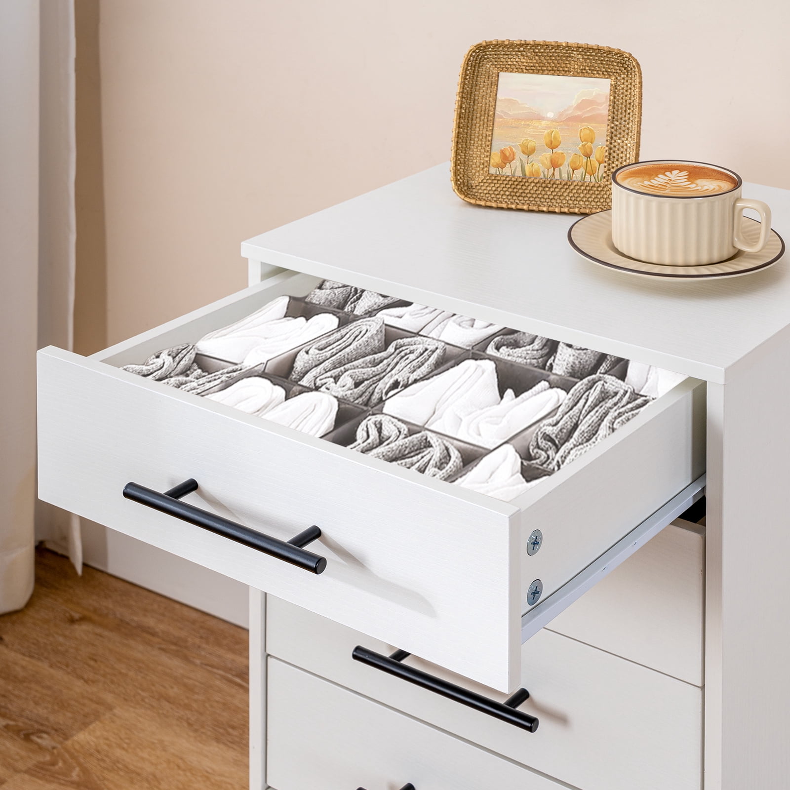 HOOBRO 7-Drawer File Cabinet, Wooden Office Cabinet with Drawers, Mobile Storage Filing Drawer for Home Office, Study, Easy Assembly, White WT07WJ01