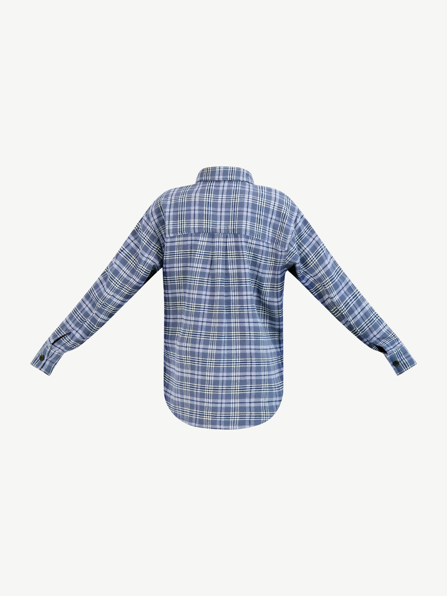 Free Assembly Women's Cotton Plaid Work Shirt with Long Sleeves, Sizes XS-XXXL