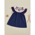 thumbnail image 5 of BemeyourBBs Kids Toddler Baby Girls 4th of July Dress Outfit Patriot Fourth of July Independence Day Clothes Flag Embroidery Dot Plaid Print Short Sleeve Dress Toddler Girl Summer Outfit, 5 of 9