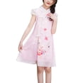 thumbnail image 1 of Vestido Cheongsam para Niñas Estilo Chino Gasa Suave Cómodo Vestido Qipao para Niñas para Verano Blanco 140cm/55.1in, 1 of 8