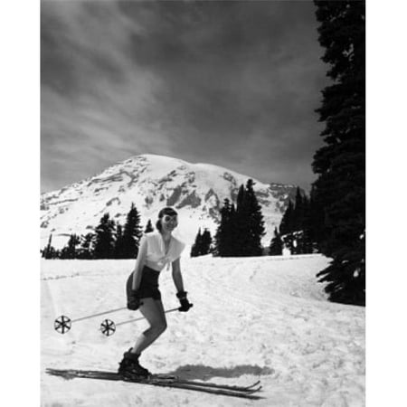 Posterazzi SAL2553840 Woman Skiing on Snow Mt Rainier National Park Washington State USA Poster Print - 18 x 24