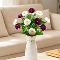 thumbnail image 2 of All Weather UV Resistant Artificial Flowers with Green Foliage, Realistic Faux Plastic Floral Bouquet, Indoor Outdoor Decor for Garden Porch Wedding Home Vase Arrangements(White&Purple), 2 of 7