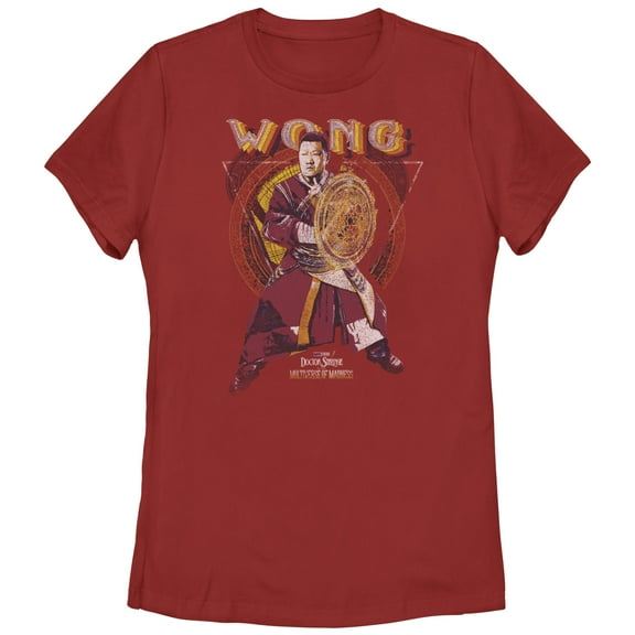 Women's Marvel Doctor Strange in the Multiverse of Madness Distressed Wong  Graphic Tee Red Large